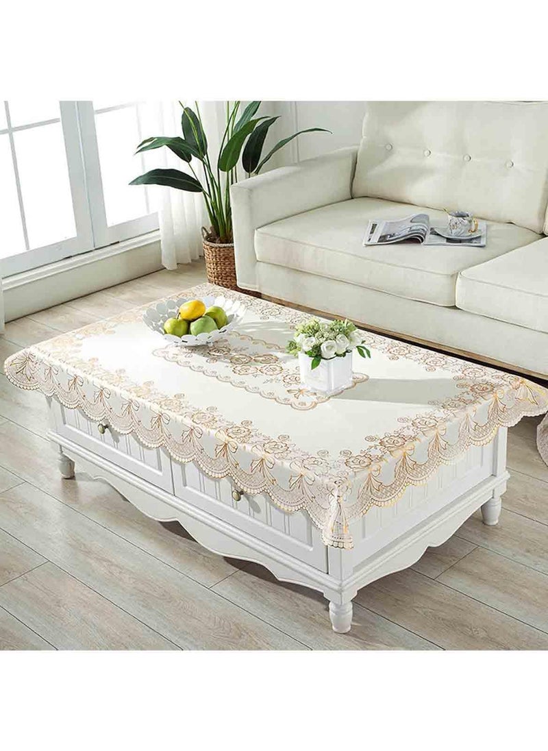 MarlaMall Waterproof Square Table Cloth, Gold Stamping Process Flower Embroidered Tablecloth, Anti-fouling Fabric Table Cover for Kitchen Dinner Party Wedding Restaurant(137x180cm) - Image 2